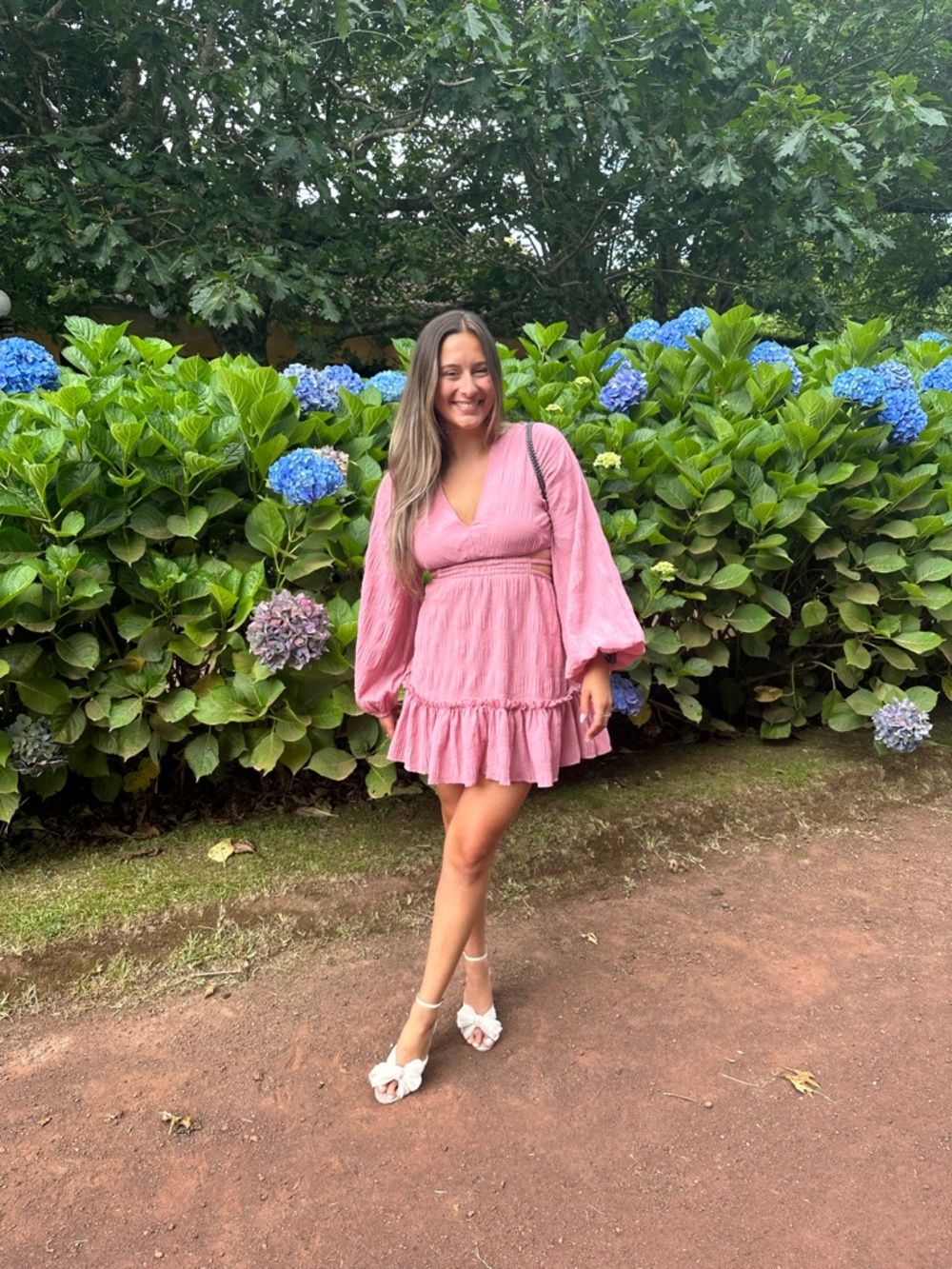 Pink Ruffle Long-Sleeve Mini Dress - Picture 5 of 7
